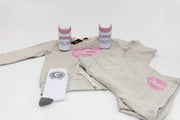 Men's Custom Grey and Pink French Terry Cotton Short Set