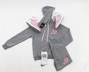 Women's Pink and Grey Custom French Terry Cotton Short Set