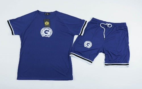 Blue & White Shorts Set